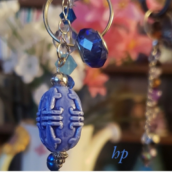 Blue Beaded Hand Crafted Keychain - Picture 2 of 7